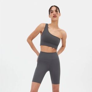 Girlfriend Collective Moon Bianca One Shoulder Bra in White